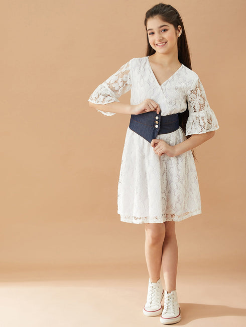Girls V-Neck Fit Flare Dress